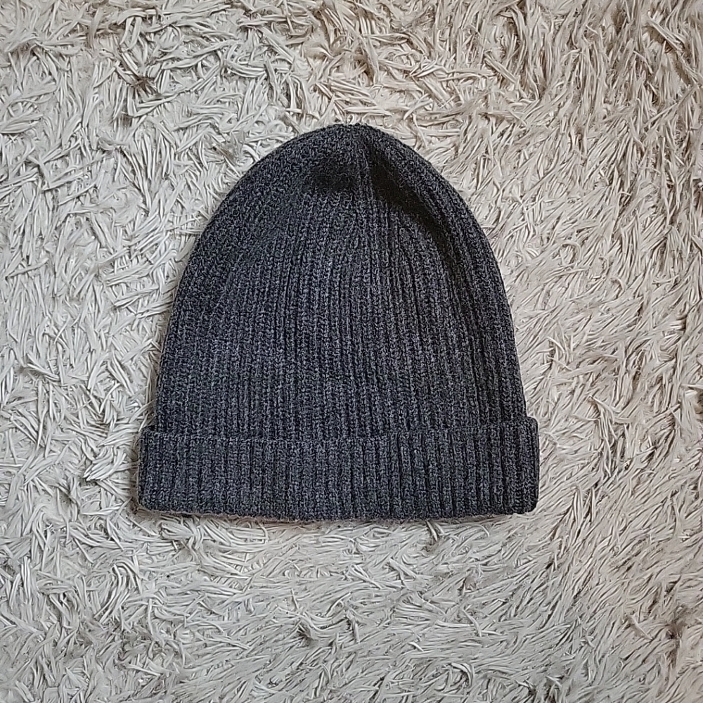 Wool Cashmere Blend Beanie Hat Gray H&M Ribbed Winter Indie Sleaze Grunge Street